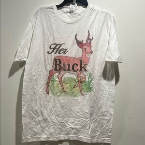 Tultex White 'Her Buck' Graphic Tee